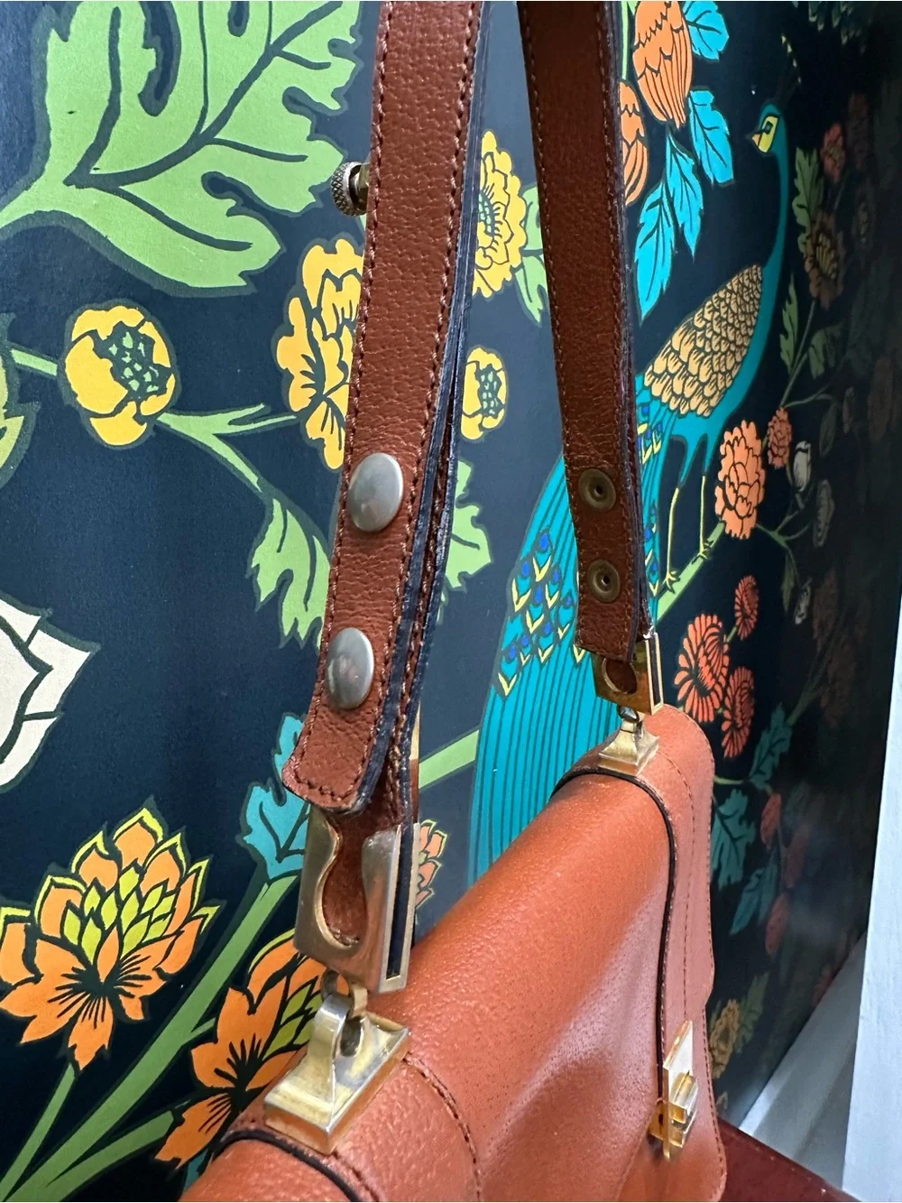Vintage Bally Made in France Cognac Leather Shoulder Bag Éclair Zipper